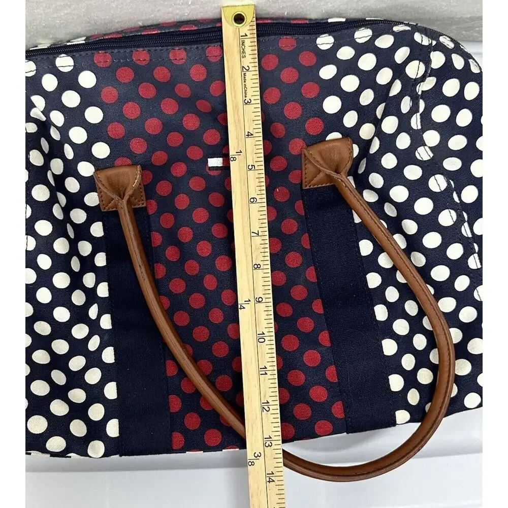 Tommy Hilfiger Canvas Zippered Tote Bag Red White Blue Overnight Classic - Picture 8 of 8